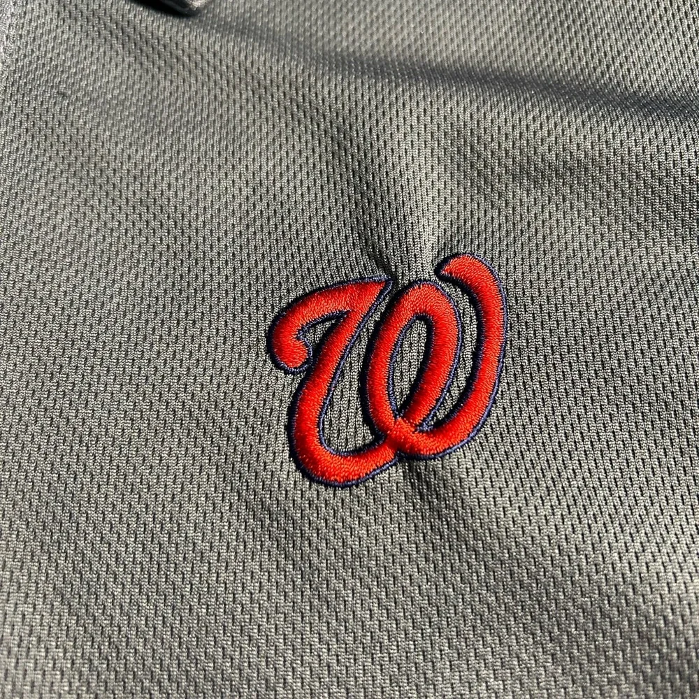 MLB True Fan Washington Nationals Gray/Charcoal Black Red Tracker Insignia Polo - Picture 4 of 9